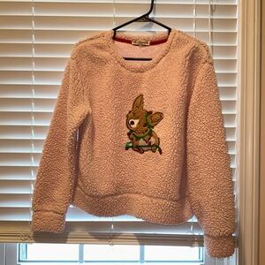 Light Pink Sherpa Sweater with Christmas Corgi